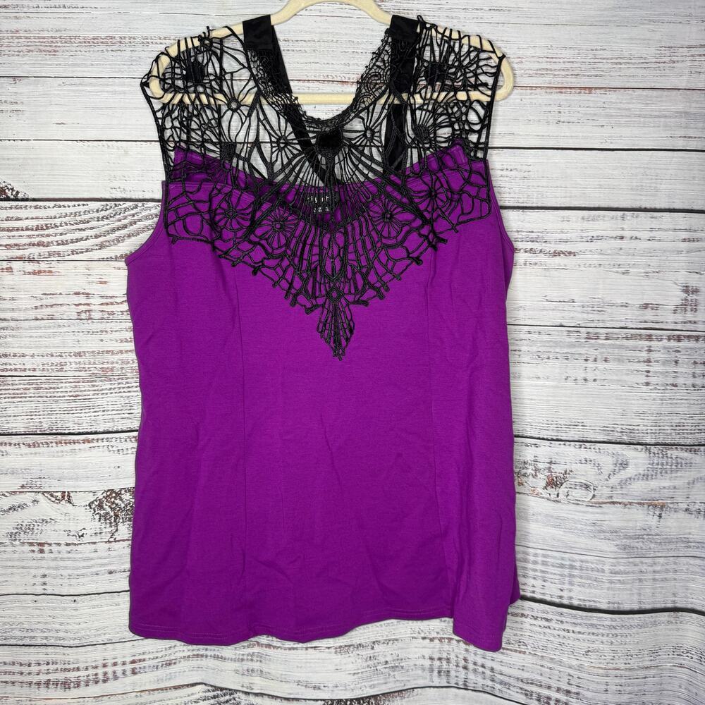 City Chic Purple Sleeveless Mesh Tank Top Plus Size XL